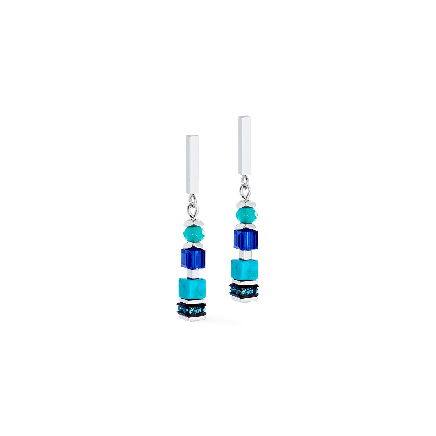 Coeur De Lion Wave Precious Flow Earrings Silver-Teal
