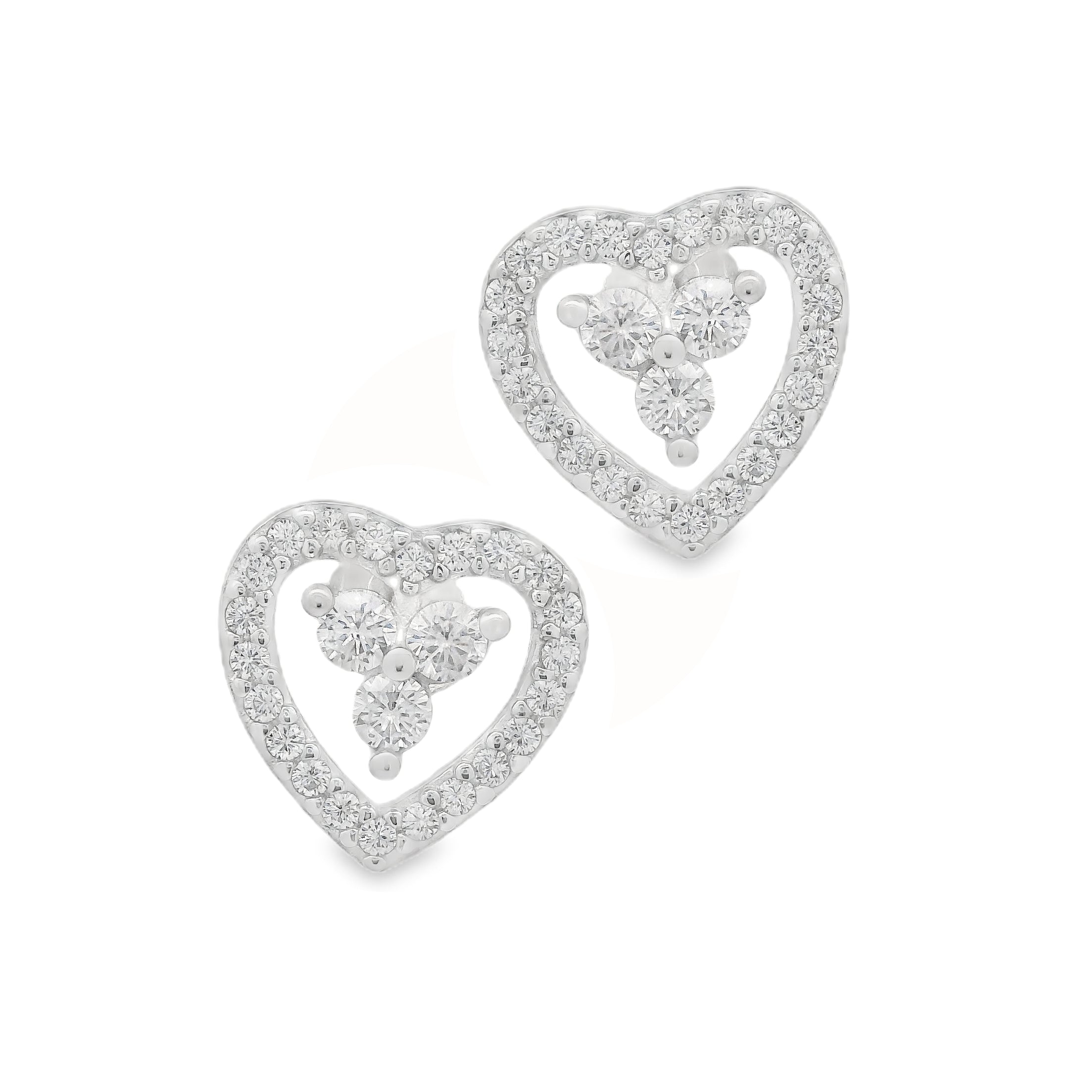 Sterling Silver CZ Heart Earrings