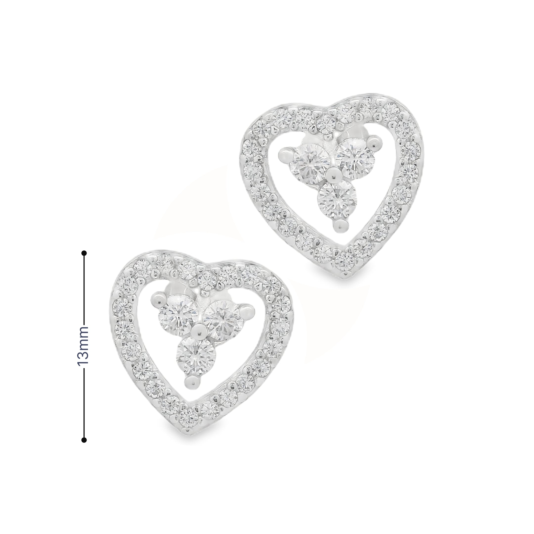 Sterling Silver CZ Heart Earrings