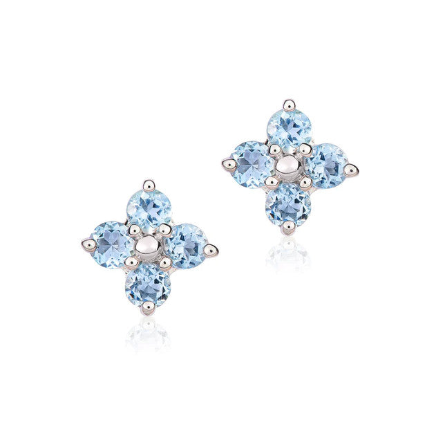 9ct White Gold Aquamarine Star Stud Earrings