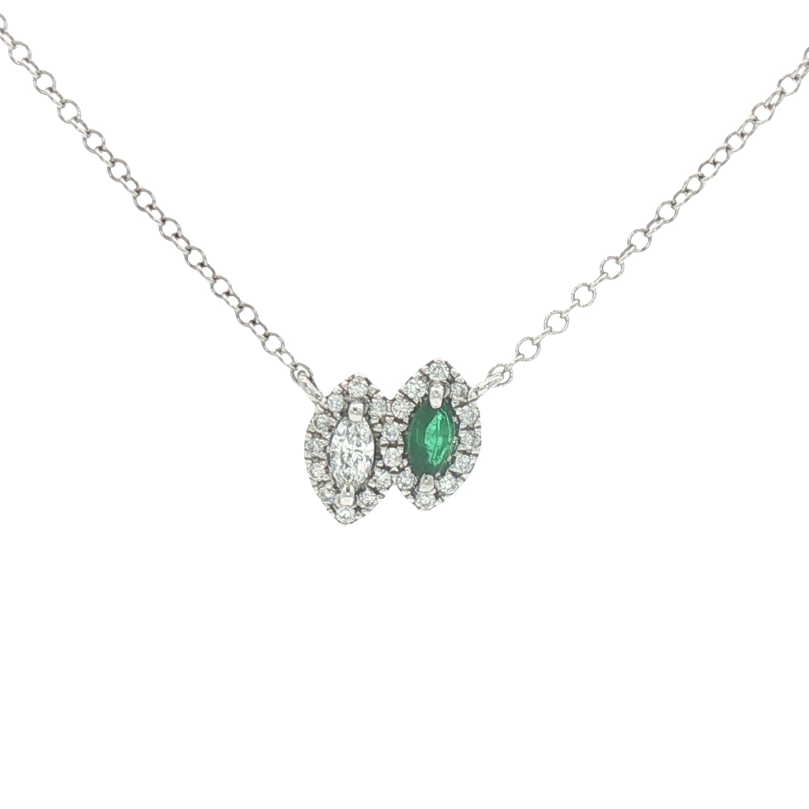 Emerald & Diamond Marquise Duo Necklace