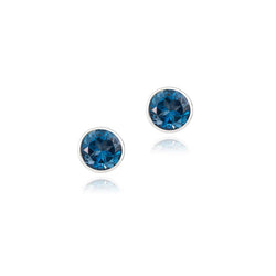 9ct White Gold London Blue Topaz Stud Earrings