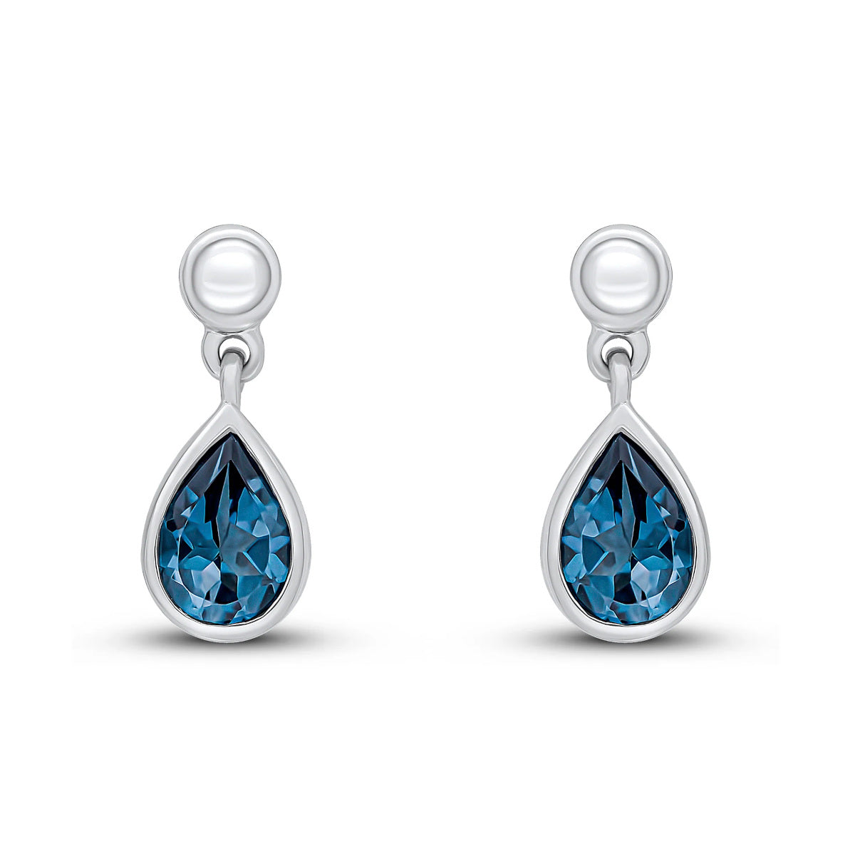 9ct White Gold London Blue Topaz Drop Earrings