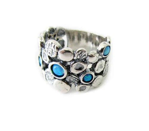 Aviv Silver Opal & Flower Ring