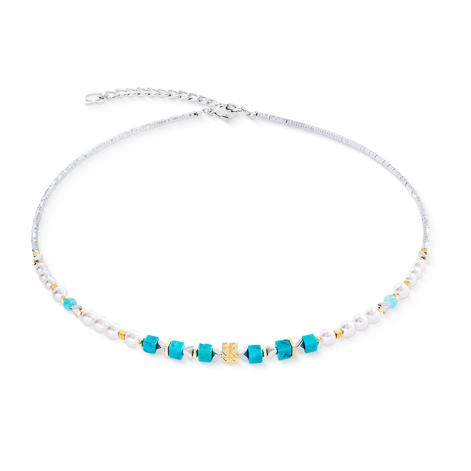 Coeur De Lion Modern Elegance Spikes Necklace Gold-Turquoise