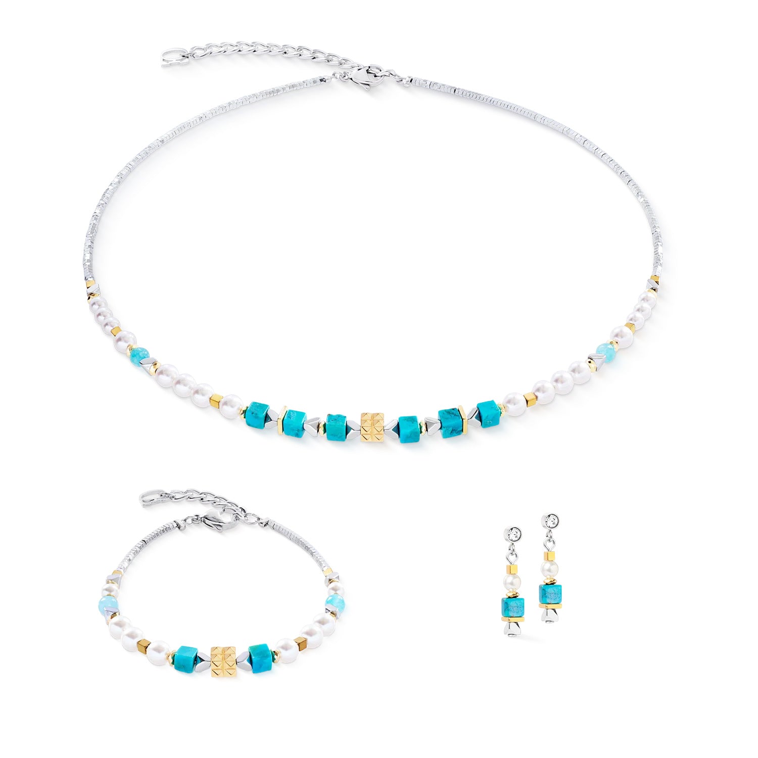 Coeur De Lion Elegance Spikes Bracelet Gold Turquoise set