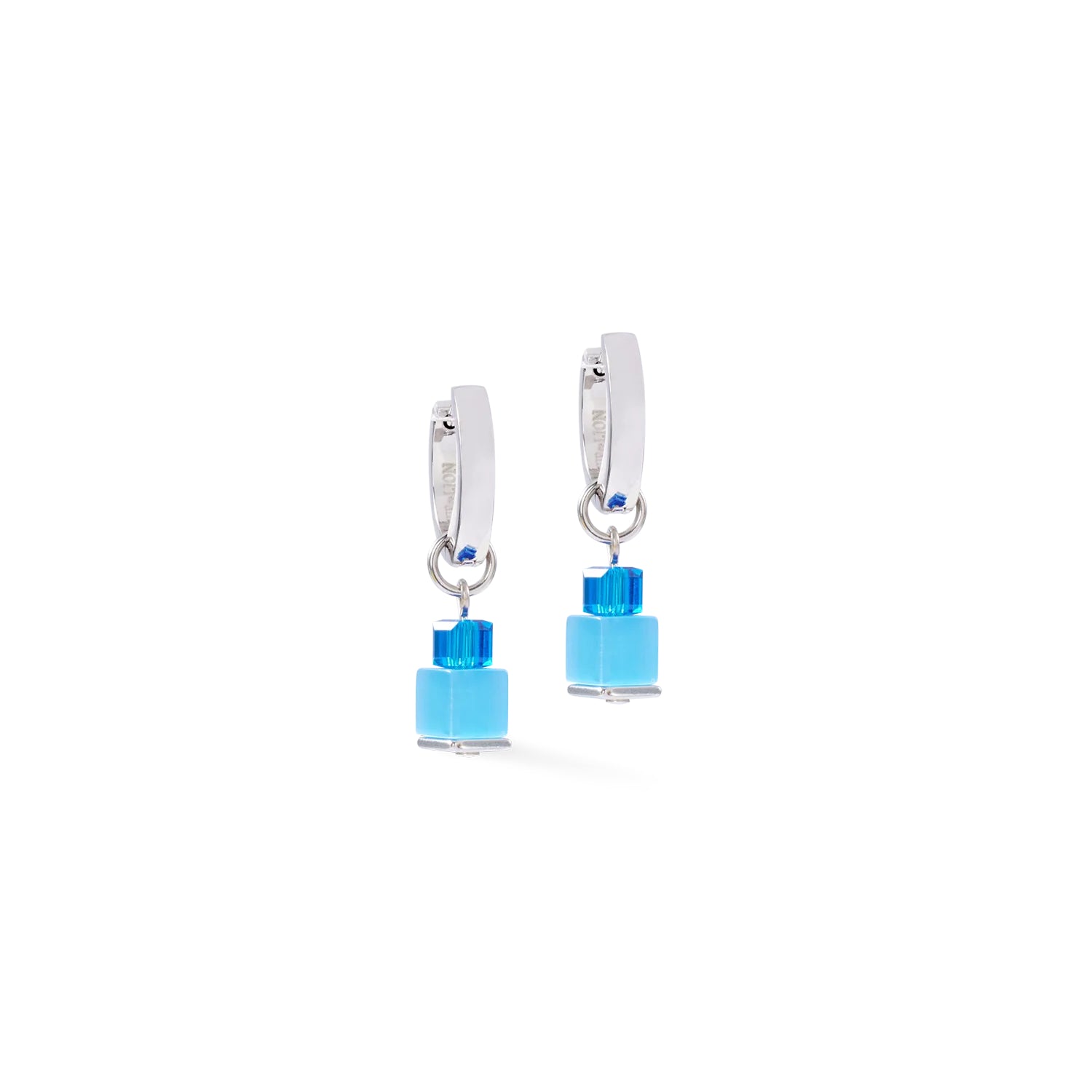 Coeur De Lion GeoCUBE® Fusion Hoop Earrings Silver-Ocean