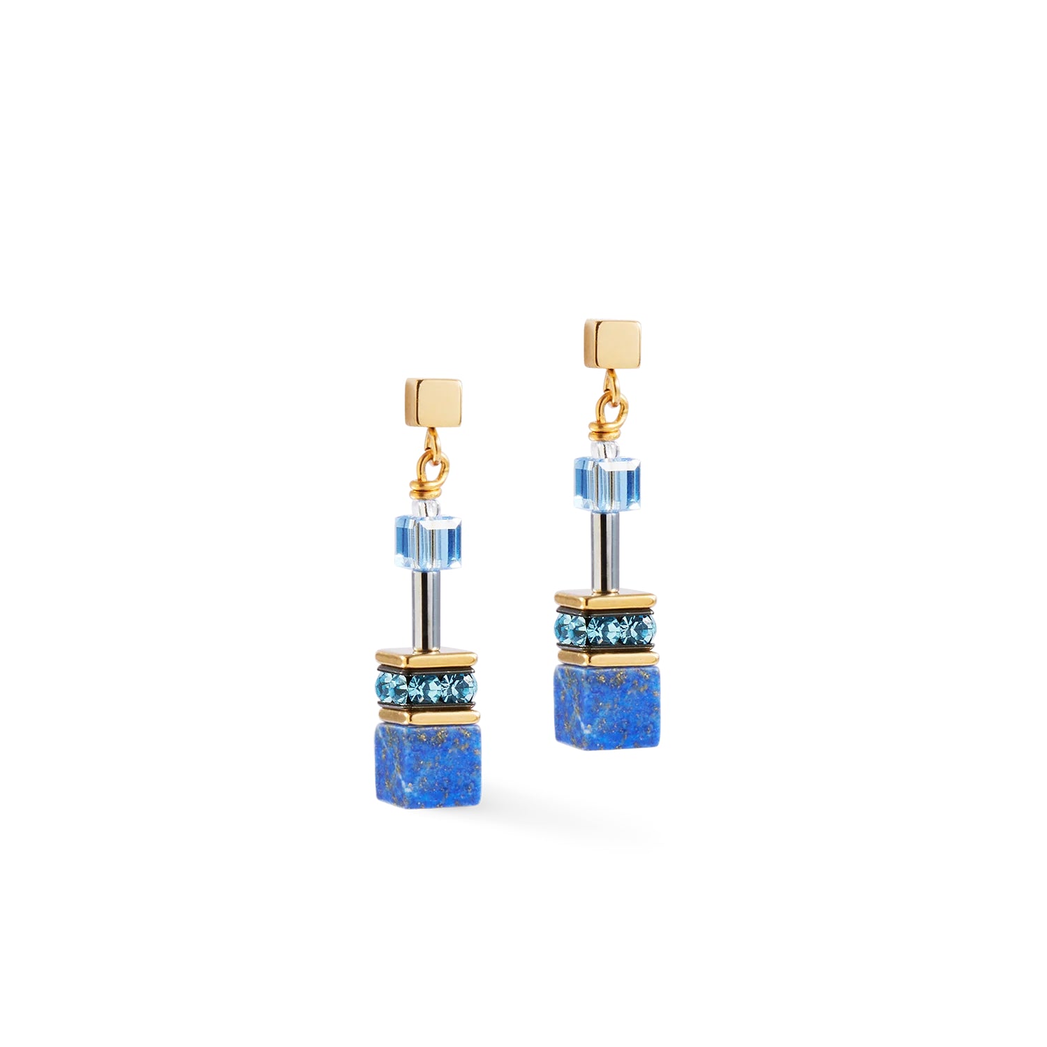 Coeur De Lion GeoCUBE® Iconic Precious Earrings Gold Blue
