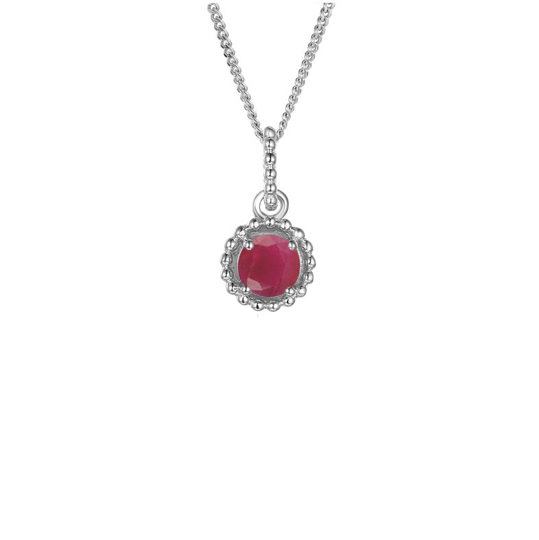 Silver & Ruby July Necklace by Amore