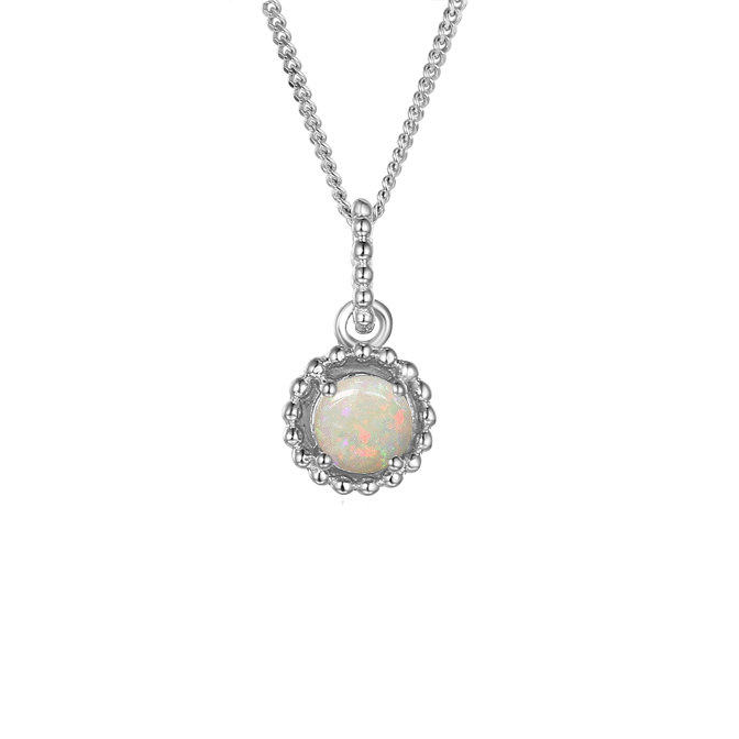 Silver & Opal October Necklace by Amore