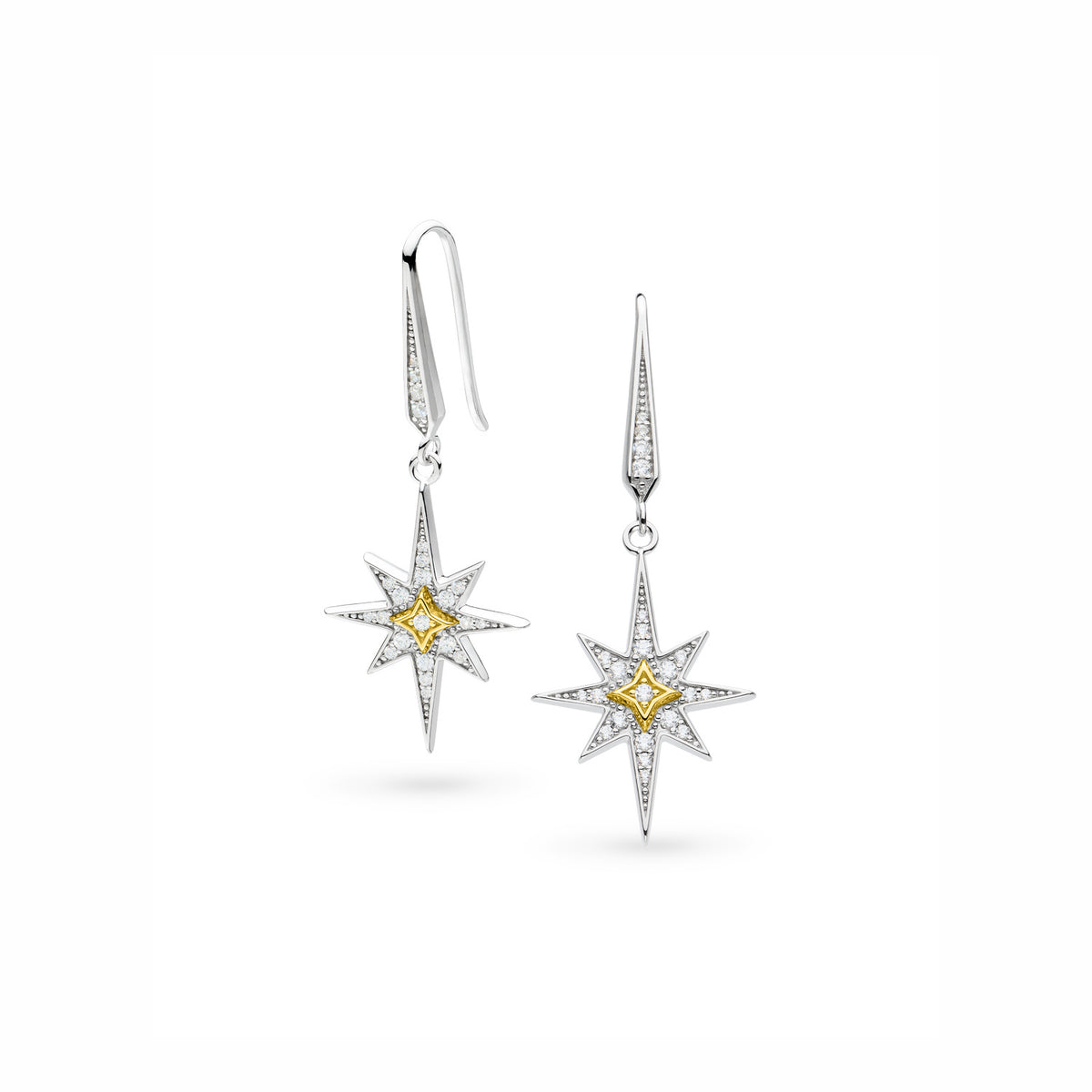 Céleste North Star Golden Two-Tone Drop Earrings
