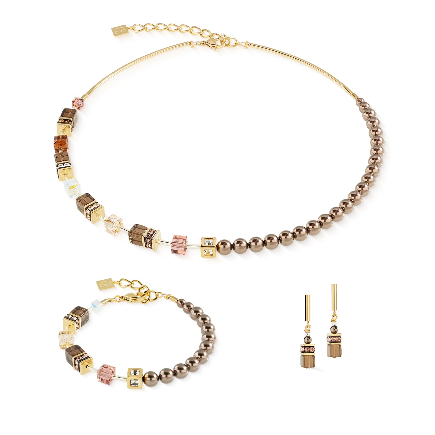 Coeur De Lion GeoCUBE® Precious Fusion Pearls Mocha Mousse set