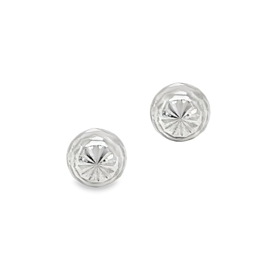 9ct White Gold Diamond Cut Stud Earrings