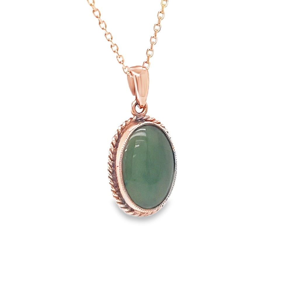 9ct Yellow Gold Oval Jade Pendant side