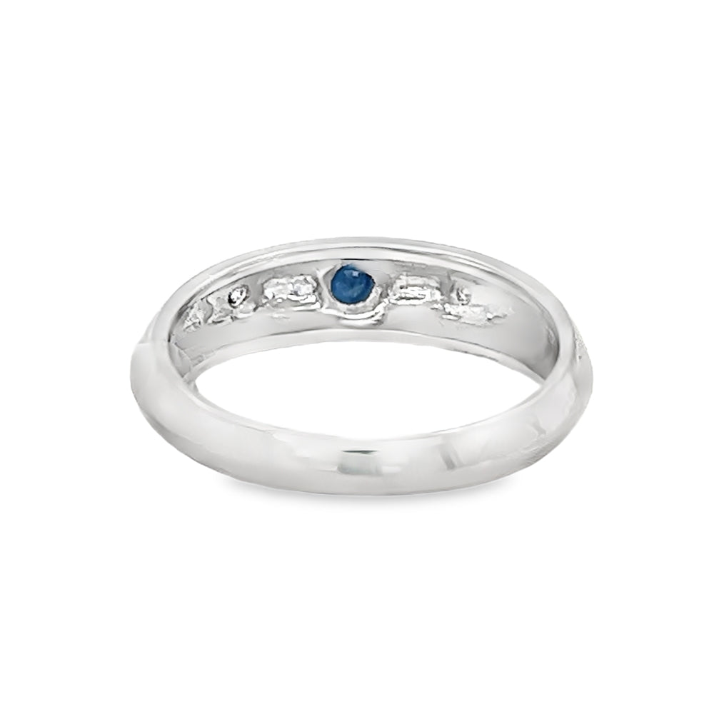 Sapphire & Diamond 3 Stone Band Ring 18ct White Gold rear