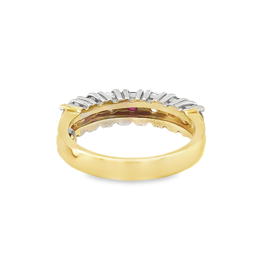 Ruby & Diamond 7 Stone Eternity Ring 18ct Gold rear