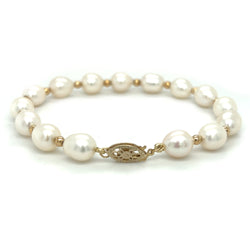 Fresh Water Pearl & 9ct Bead Bracelet