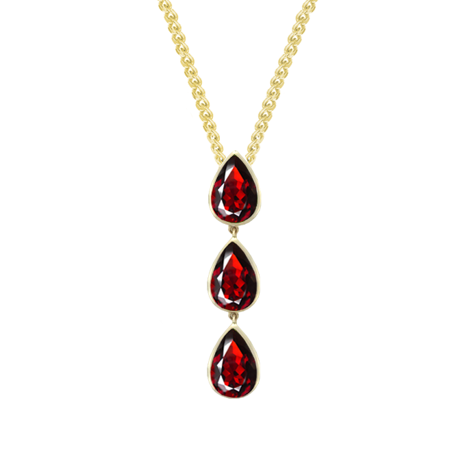 9ct Gold Triple Pear Garnet Pendant