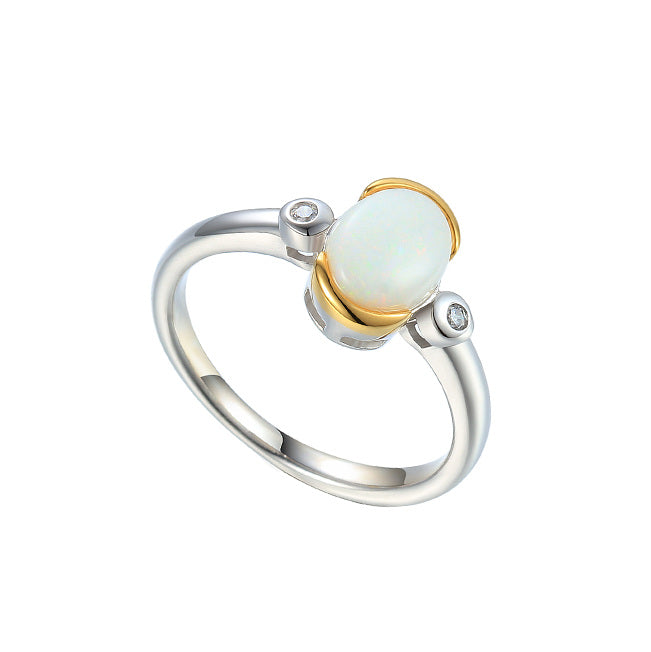 Amore Opal & CZ Silver Ring 6154