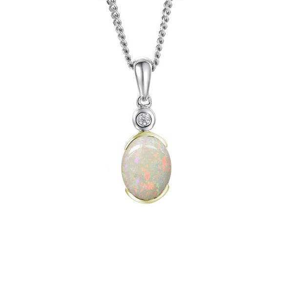 Amore Spicy White Opal & CZ Necklace 6155