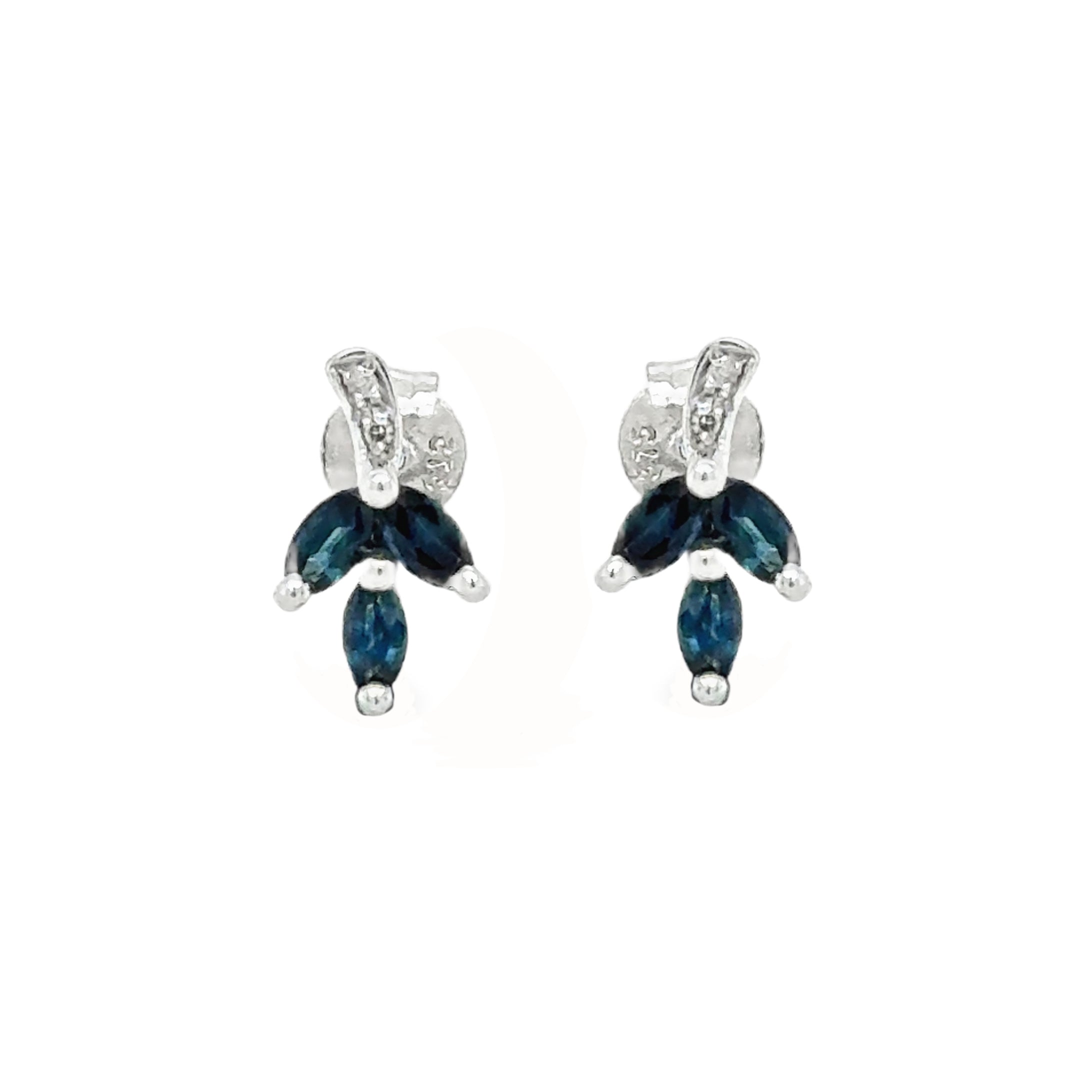 9ct White Gold Sapphire & Diamond Earrings