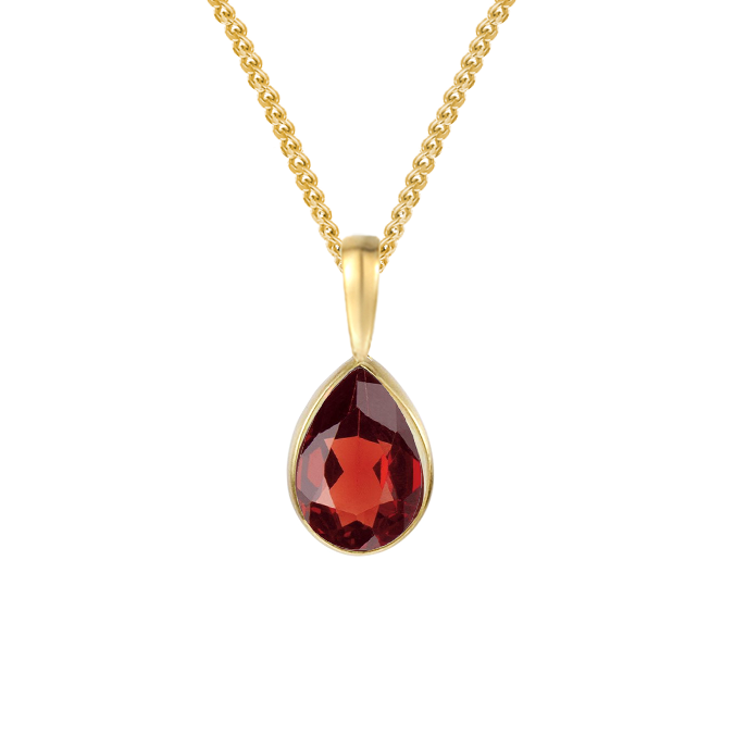 9ct Gold Pear Garnet Pendant