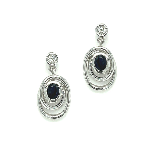 Sarina Sapphire & Diamond Drop Earrings by Amore