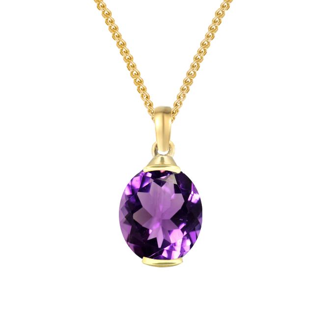 9ct Yellow Gold Amethyst Pendant