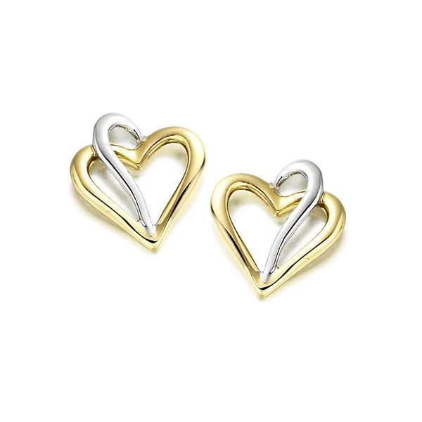 9ct 2 Colour Gold Luciana Heart Earrings by Amore