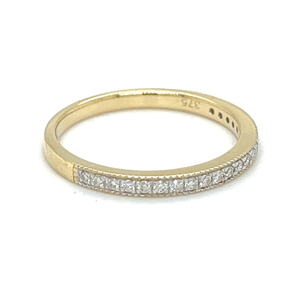 Diamond Eternity Ring 0.15ct Milgrain Claw Set 9ct Gold side