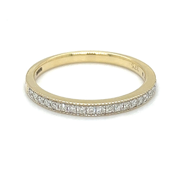 Diamond Eternity Ring 0.15ct Milgrain Claw Set 9ct Gold