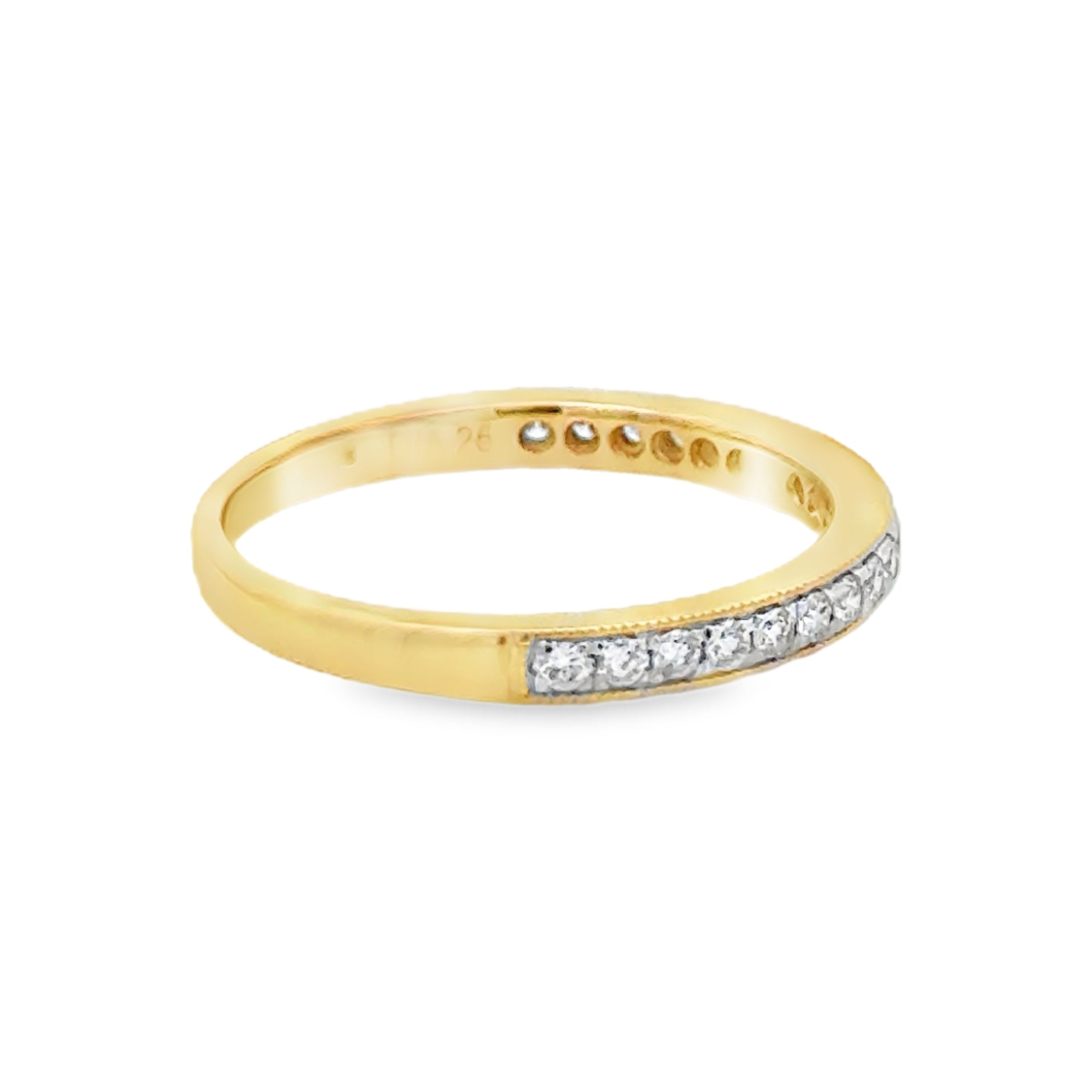 Diamond Eternity Ring 0.25ct Milgrain Claw Set 9ct Gold SIDE