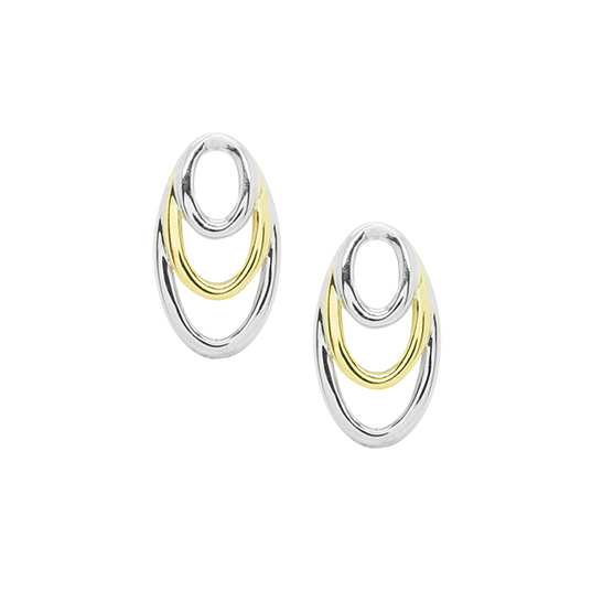 Amore 9ct 2 Colour Gold Open Oval Earrings