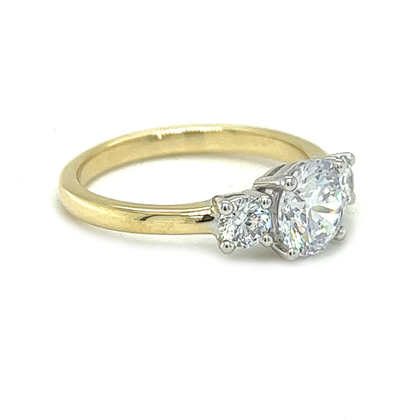 9ct Yellow Gold 3 Stone CZ Ring by Amore SIDE