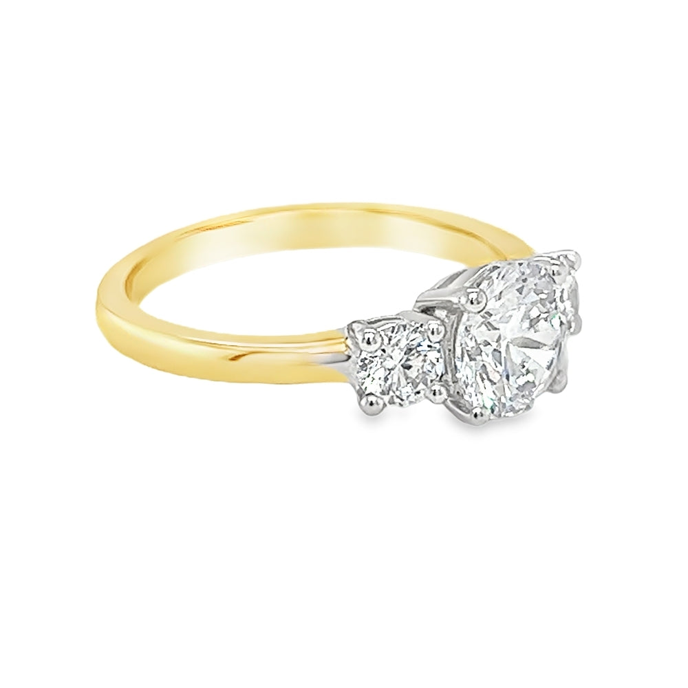 9ct Yellow Gold 3 Stone CZ Ring by Amore side