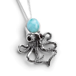 Henryka Octopus Necklace in Silver and Larimar