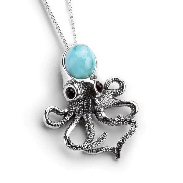 Henryka Octopus Necklace in Silver and Larimar