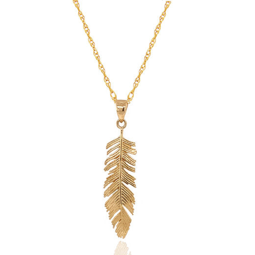 9ct Yellow Gold Feather Necklace