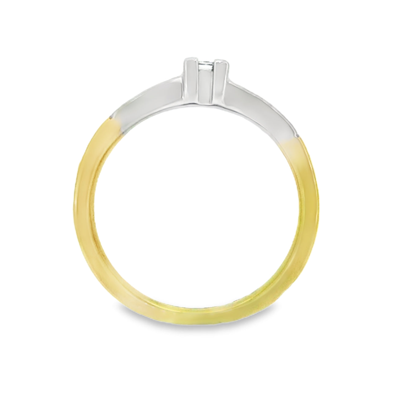 Solitaire Princess Cut Diamond Ring Diamond Set Shoulders 18ct Yellow Gold profile