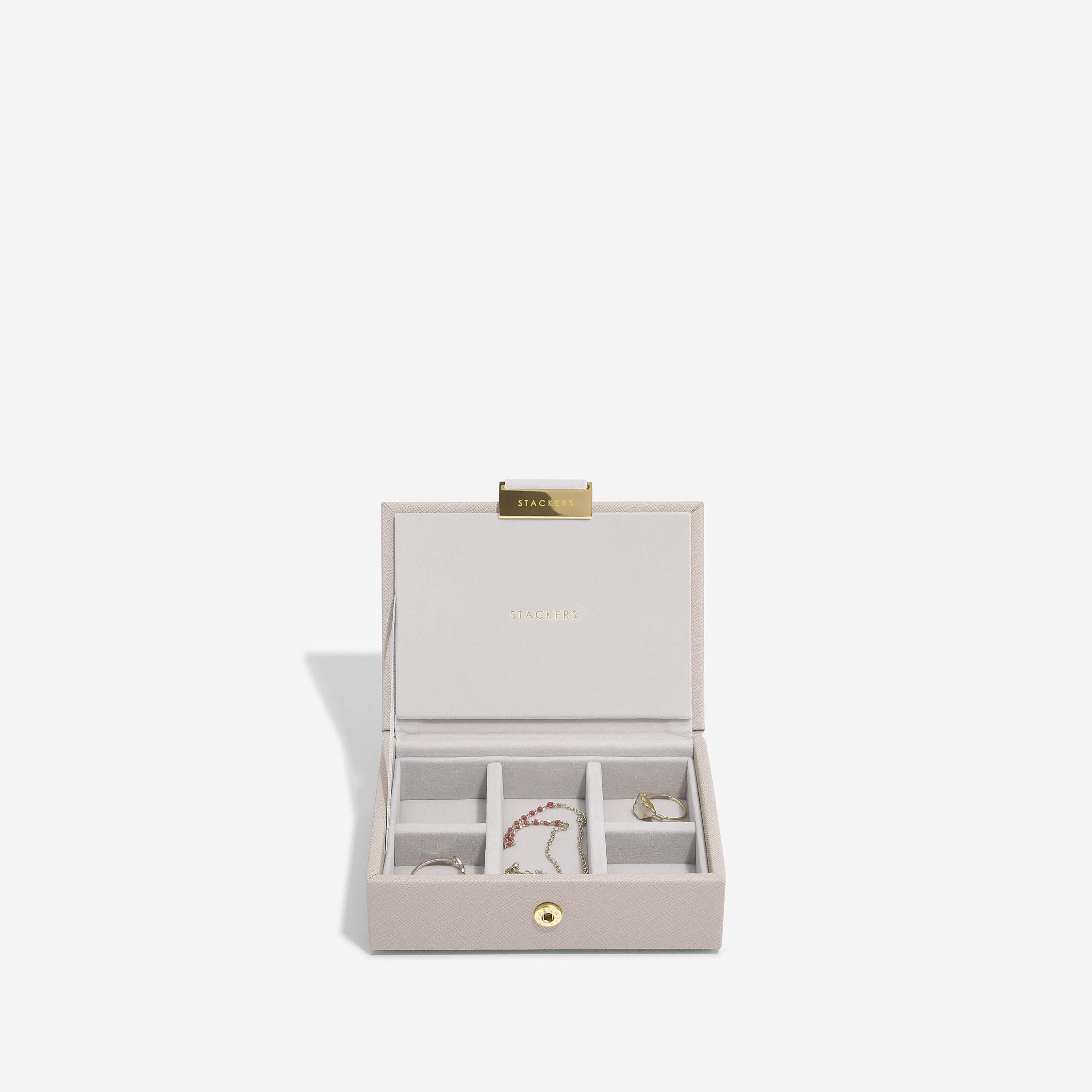 Stackers Micro Taupe Jewellery Box top