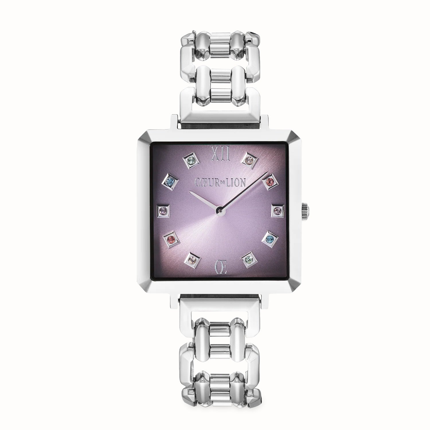 Coeur De Lion Iconic Cube Statement Watch Orchid Ice Silver