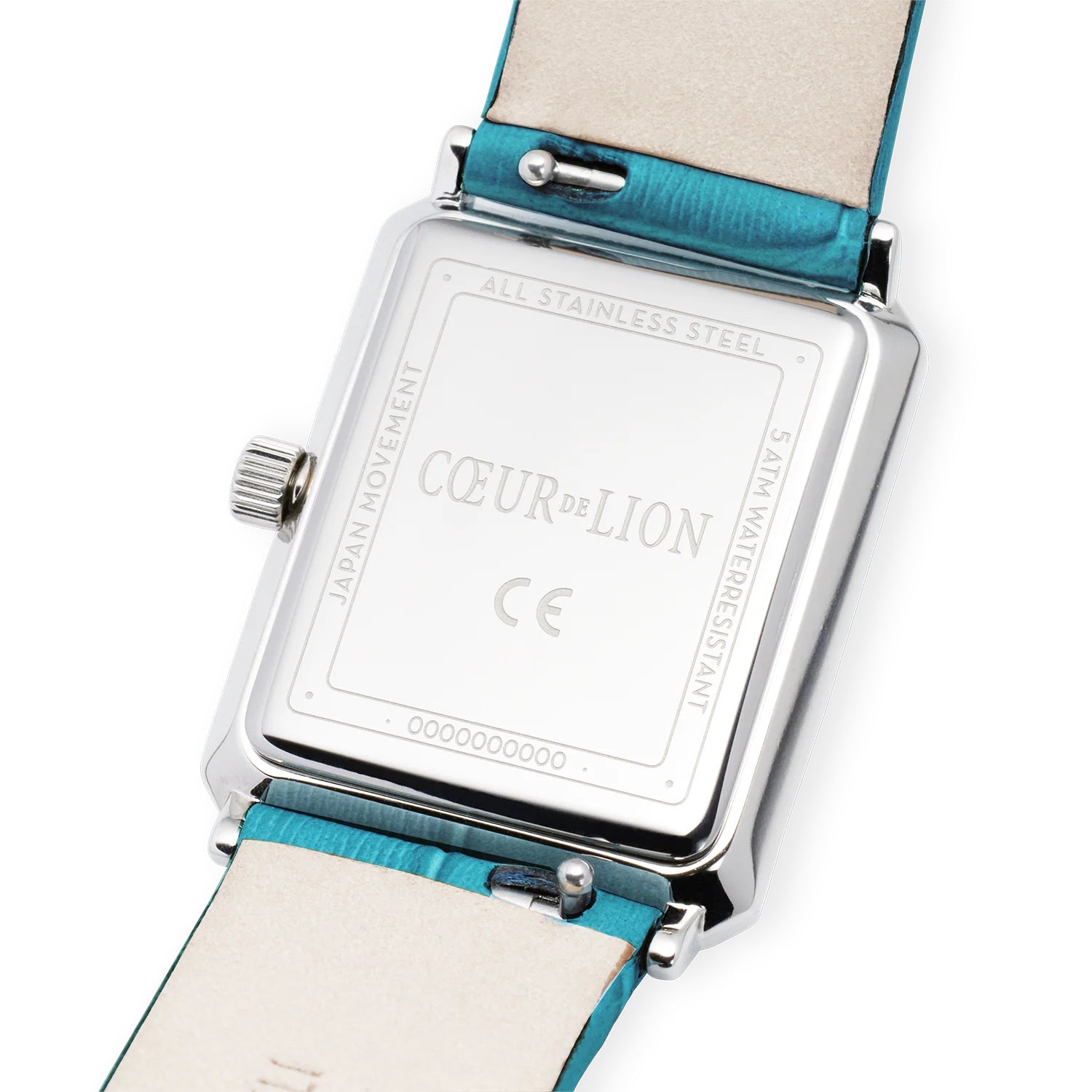 Coeur De Lion Watch Iconic Spikes Transformative Teal Silver Bracelet Leather back