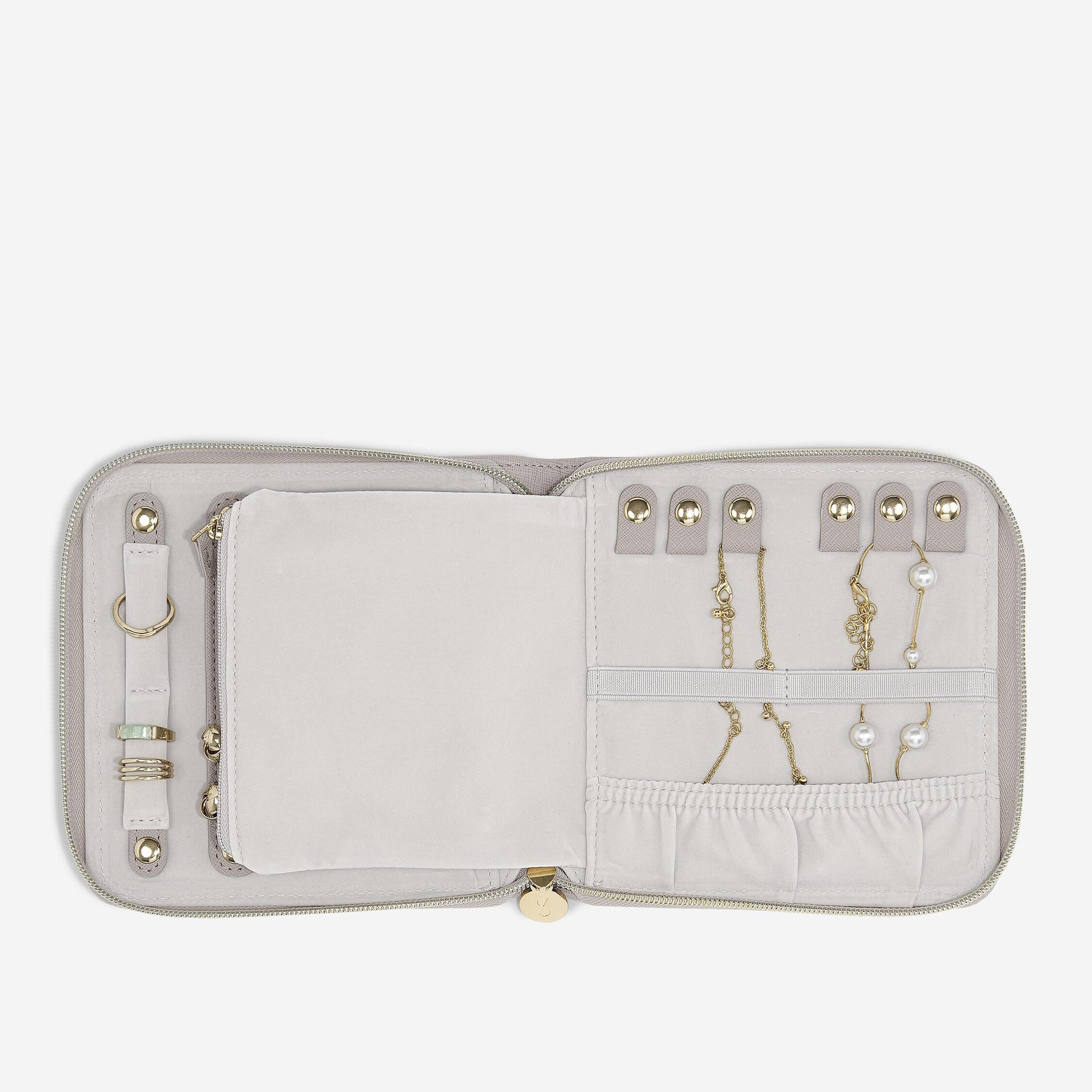 Stackers Square Jewellery Roll - Taupe Raffia open