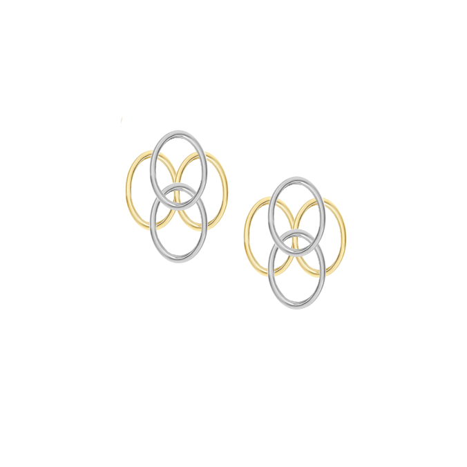 9ct 2 Colour Gold Tectonic Earrings by Amore