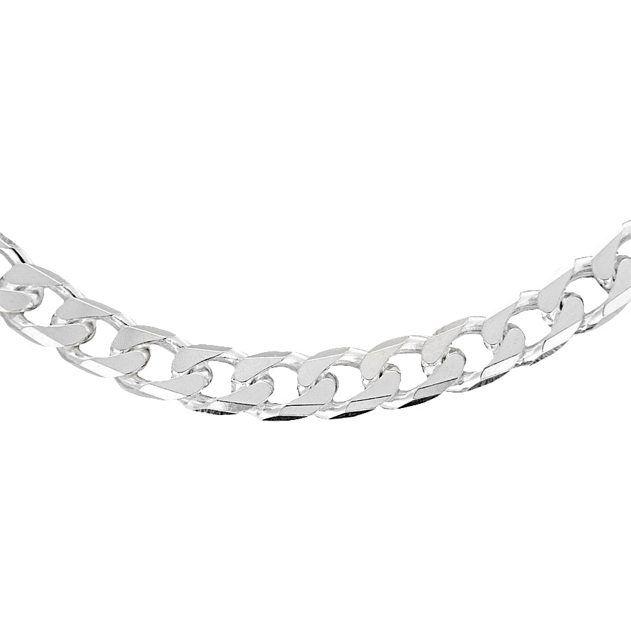 Sterling Silver Men's Diamond Cut Curb Chain 18 Inch