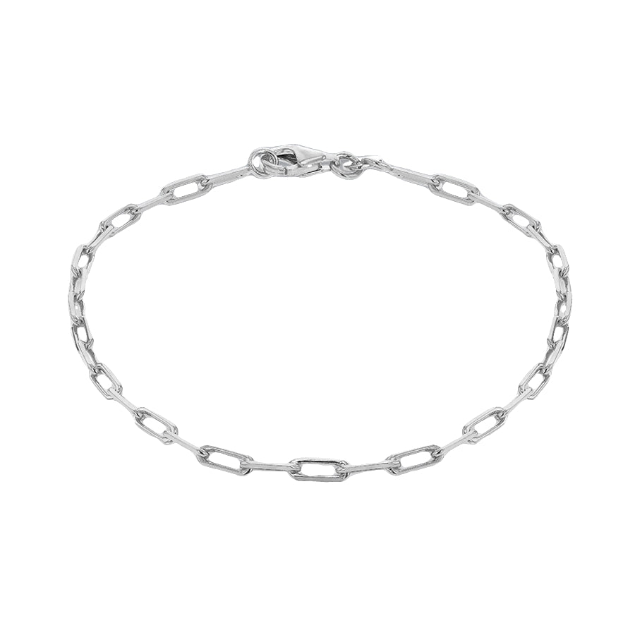 Sterling Silver Oval Link Paper Chain Bracelet 19cm/7.5"