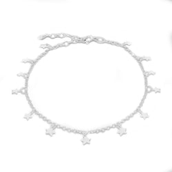 Sterling Silver Star Droplet Anklet