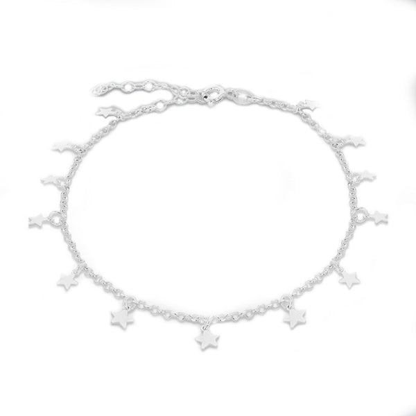 Sterling Silver Star Droplet Anklet