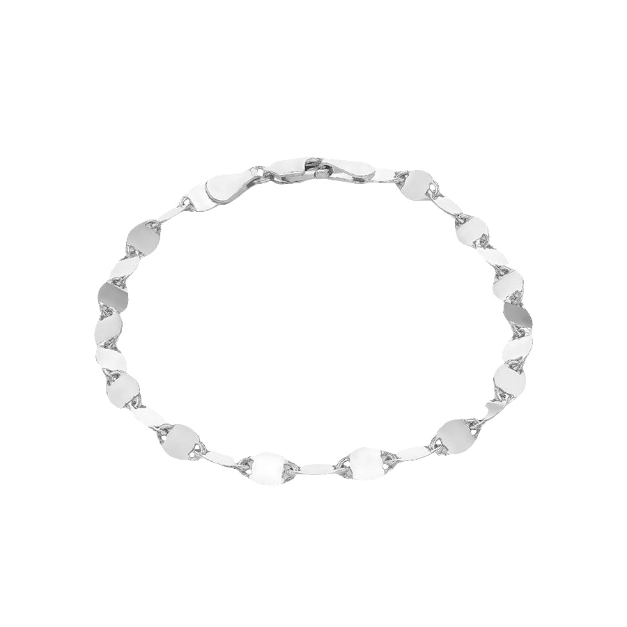 Sterling Silver Flat Mirror Link Chain Bracelet