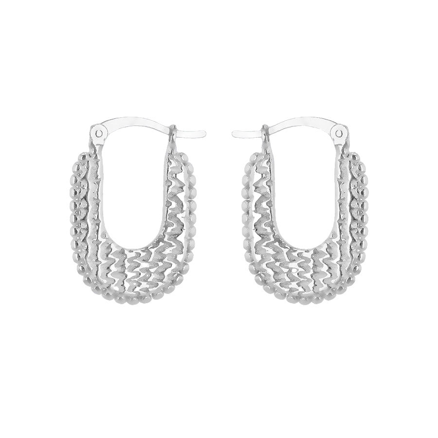 Sterling Silver Hammered Creole Earrings